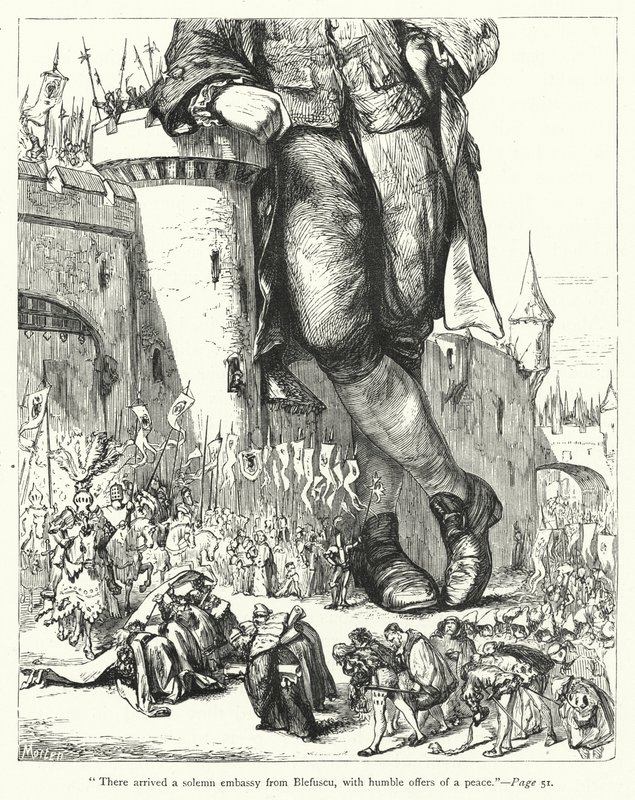 Illustration för Gullivers resor av Jonathan Swift (gravyr) av Thomas Morten