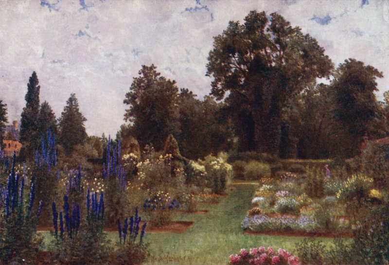 Kew Gardens: Herbaceous Gardens (färg litho) av Thomas Mower Martin