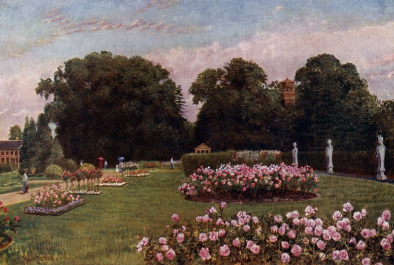 Kew Gardens: In the Italian Garden (färg litho) av Thomas Mower Martin