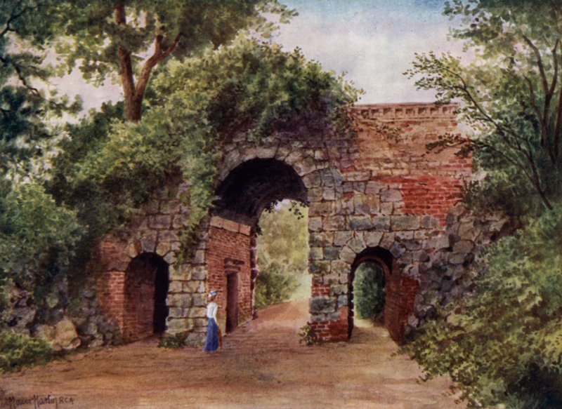 Kew Gardens: The Ruined Arch (färg litho) av Thomas Mower Martin