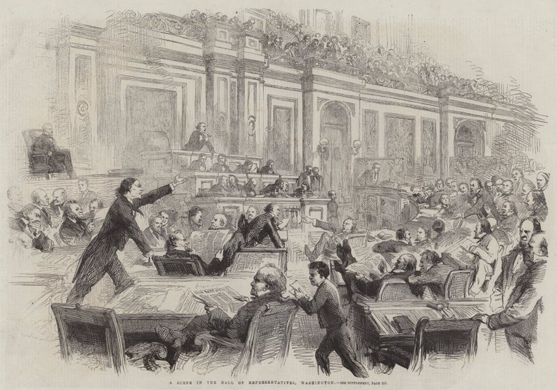 En scen i Hall of Representatives, Washington av Thomas Nast