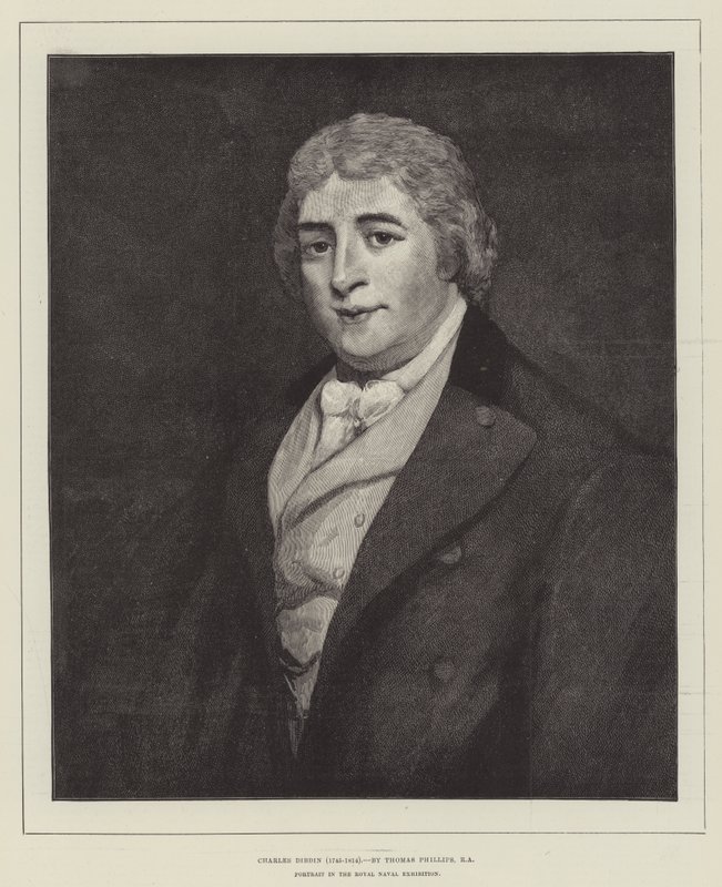Charles Dibdin (1745-1814), Porträtt i Royal Naval Exhibition av Thomas Phillips