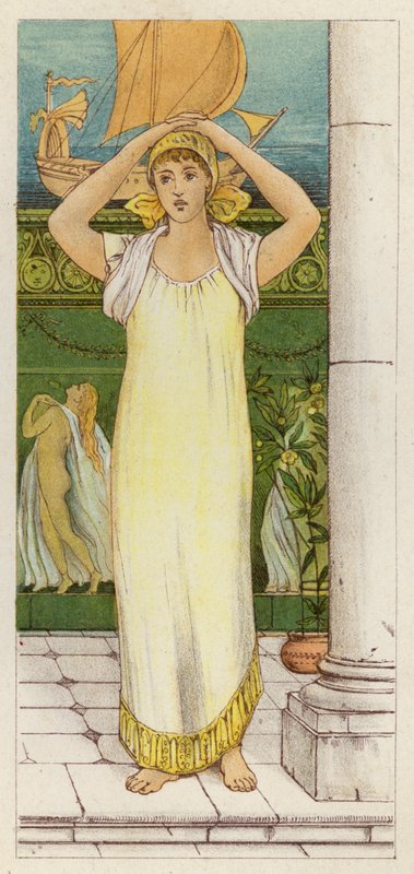 Danae längtar efter Perseus’ återkomst (färg litho) av Thomas Ralph Spence