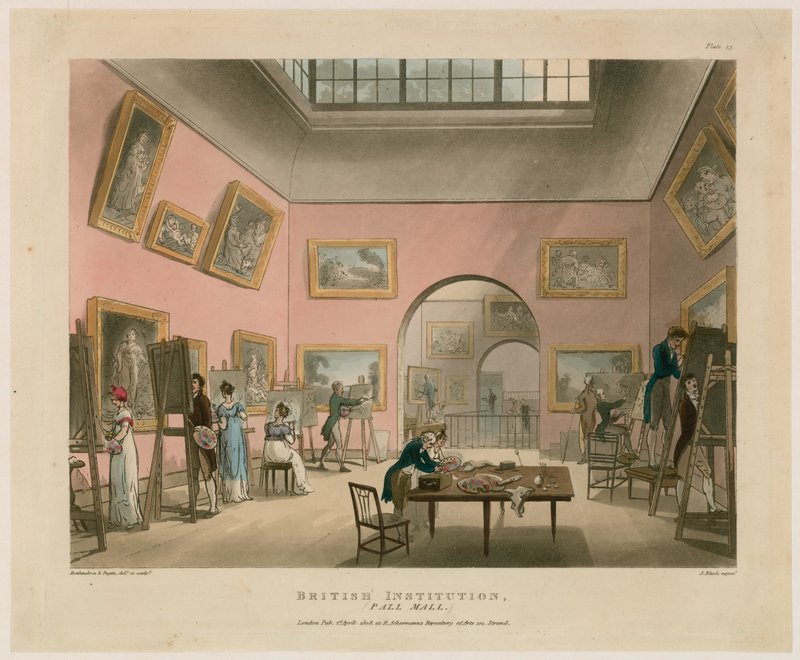 Brittisk institution, Pall Mall av Thomas Rowlandson
