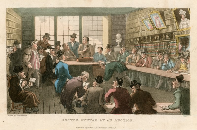Doctor Syntax på en auktion av Thomas Rowlandson