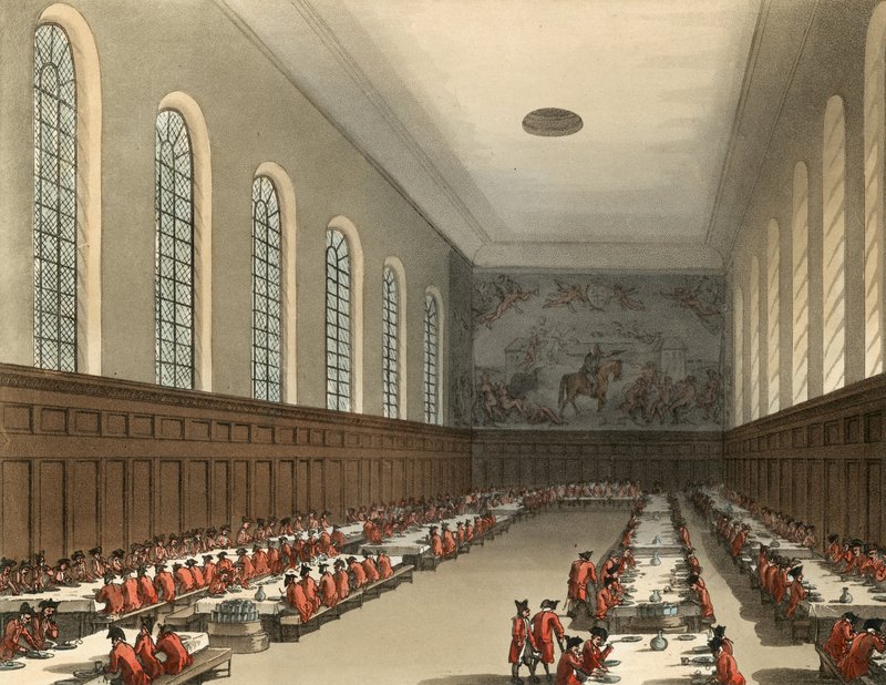 Allmän bild av interiören av Chelsea Hospital av Thomas Rowlandson