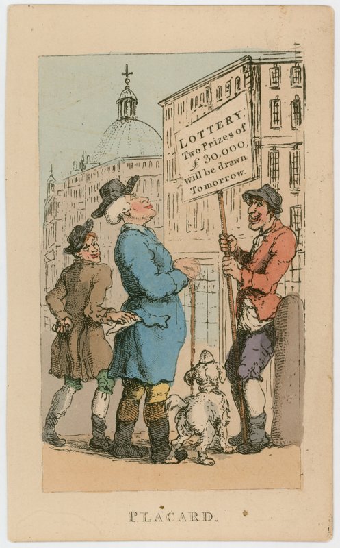 Plakat. Lotteri - två priser på £30 000 kommer att dras imorgon av Thomas Rowlandson