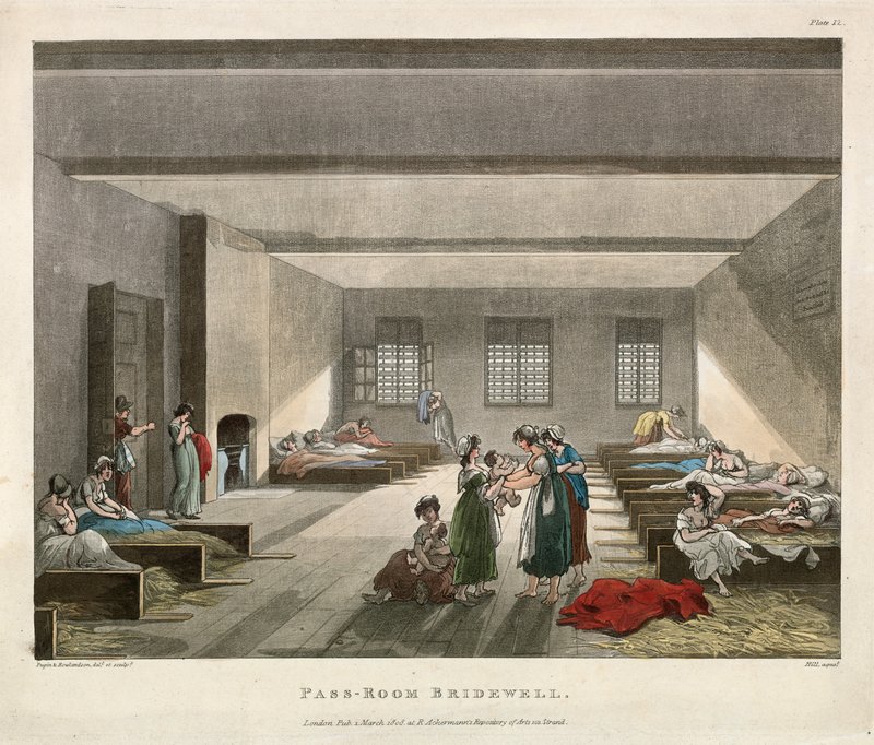 Pass-rummet Bridewell Prison av Thomas Rowlandson