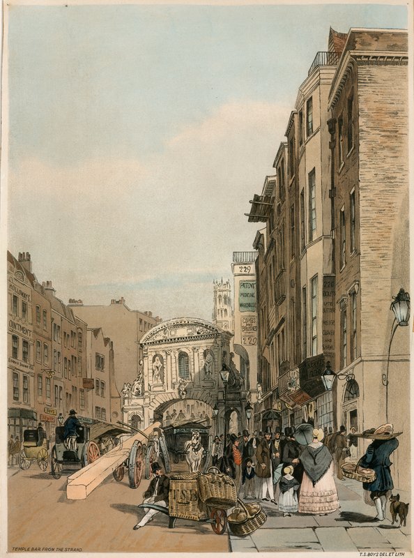 Temple Bar från The Strand, London av Thomas Shotter Boys