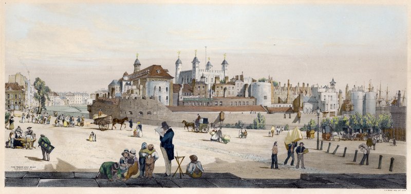 Tower of London och Mint från Great Tower Hill av Thomas Shotter Boys