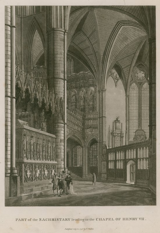 En del av Sachristary som leder till Chapel of King Henry VII, Westminster Abbey, London av Thomas Snr. Malton