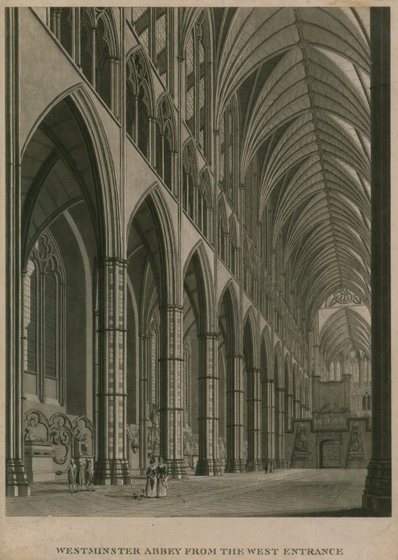 Westminster Abbey, London, från den västra ingången av Thomas Snr. Malton