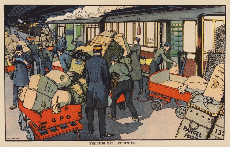 The Irish Mail vid Euston (färglitografi) av Thomas Somerfield