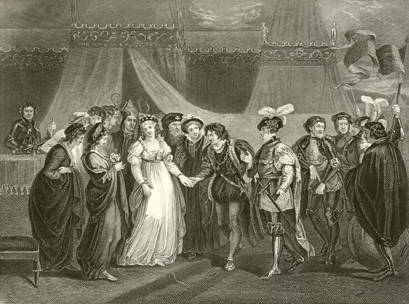 Katarina av Frankrike presenteras för Henrik V av England av Thomas Stothard
