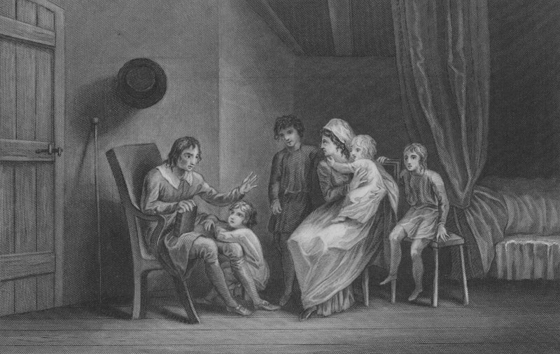 Christian uttrycker sin rädsla för sin familj av Thomas Stothard