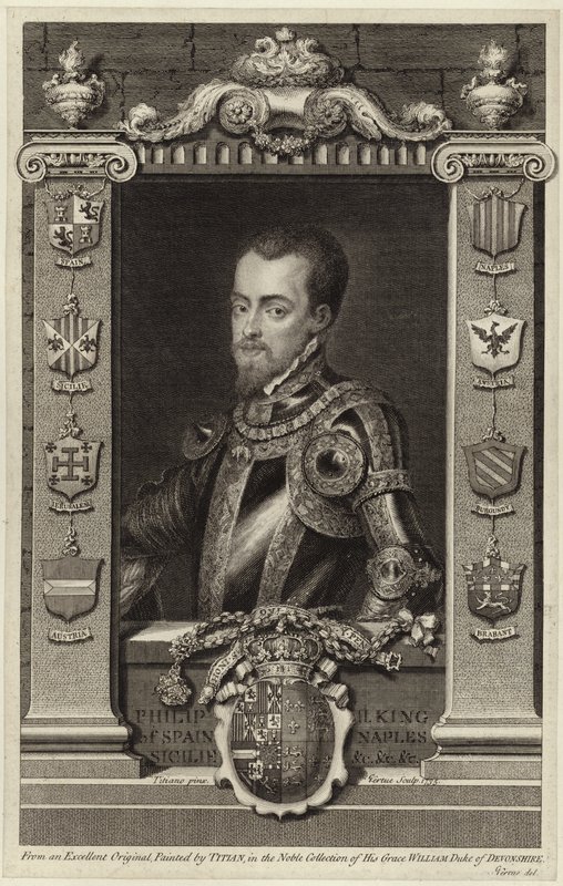 Porträtt av kung Filip II av Spanien av Tiziano Vecelli