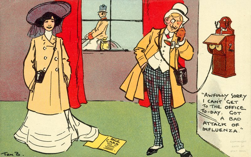 Förlåt, jag kan inte komma till kontoret idag (chromolitho) av Tom Browne