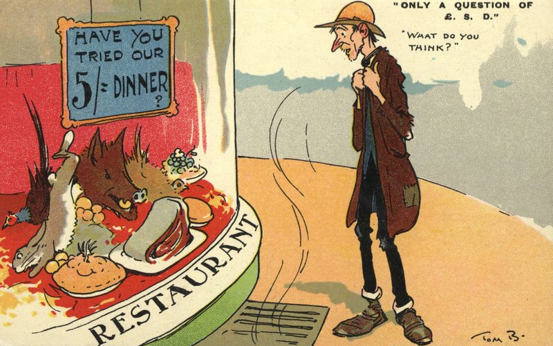 Luffare tittar i ett restaurangfönster av Tom Browne