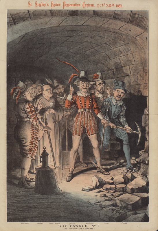 Guy Fawkes, No 1: the Conspirators Armed (färg litho) av Tom Merry