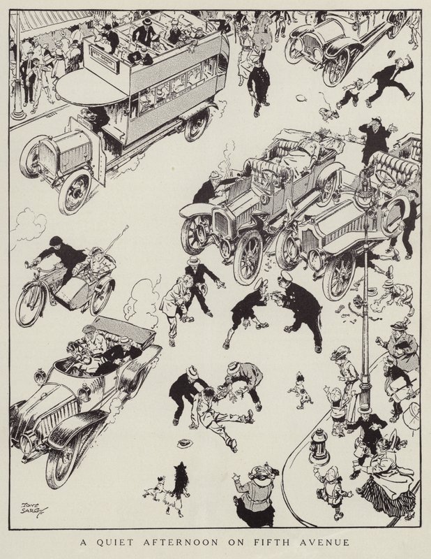 Lugn eftermiddag på Fifth Avenue, New York (litho) av Tony Sarg
