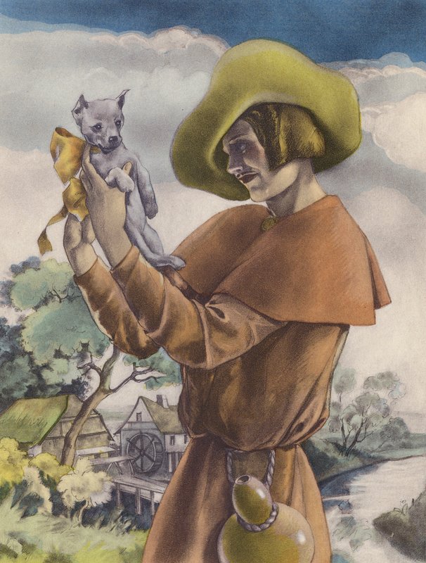 Brunelleschi-illustration för Contes et Nouvelles de La Fontaine (färglitografi) av Umberto (after) Brunelleschi
