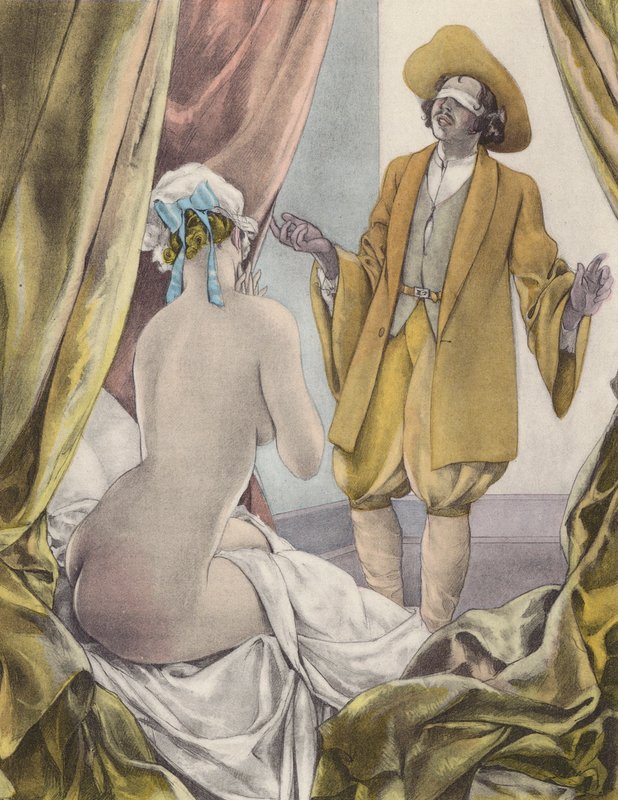 Brunelleschi-illustration för Contes et Nouvelles de La Fontaine (färglitografi) av Umberto (after) Brunelleschi