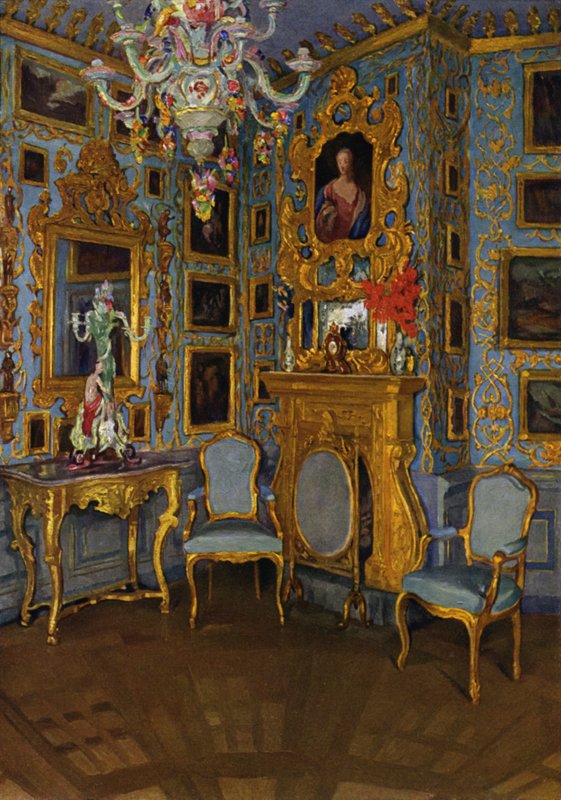 Blå Hall i Slott Sigmaringen, Utsmyckning av rokokostid av Unbekannt Unbekannt