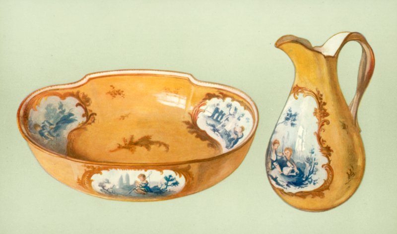 Ewer och Basin, Sevres, gul mark av Unbekannt Unbekannt