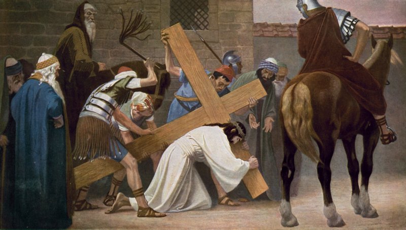 Jesus faller för första gången när han bär sitt kors av Unbekannt Unbekannt