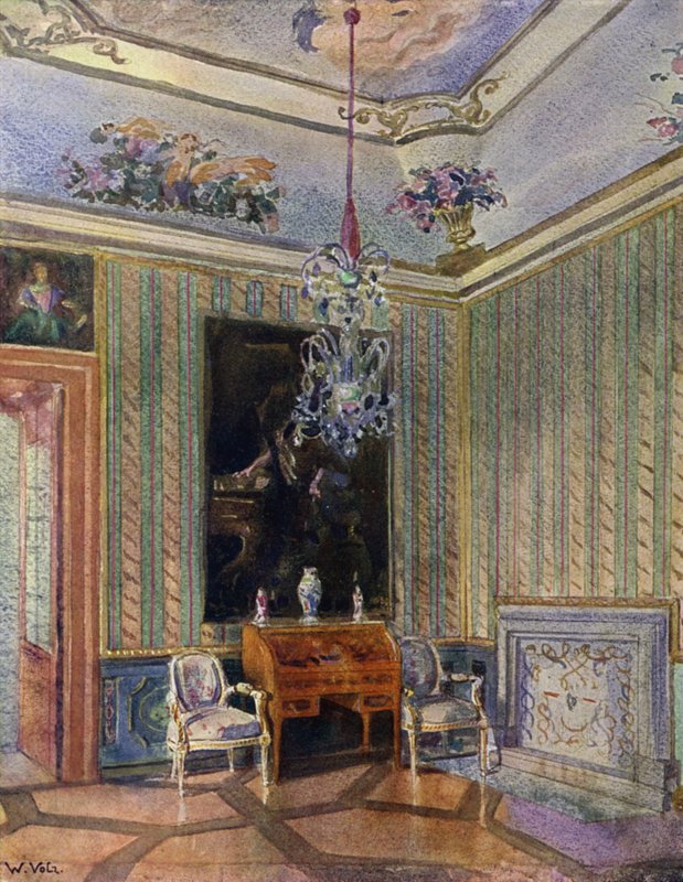 Receptionsrum i Castle Favorite, Baden, Louis XVI dekoration, ca 1770 av Unbekannt Unbekannt