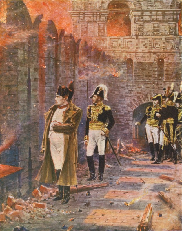 Napoleon tittar på Moskvas brand (färglitografi) av Vasili Vasilievich Vereshchagin