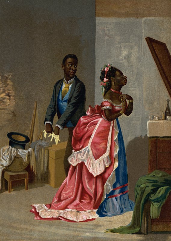 Svarta kubaner klär sig för att gå till dansen (chromolitho) av Victor Patricio Landaluce
