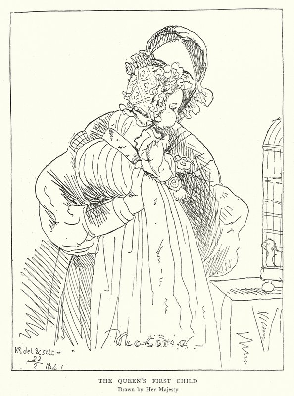 Drottning Victorias första barn, tecknat av Hennes Majestät (litho) av Victoria Queen