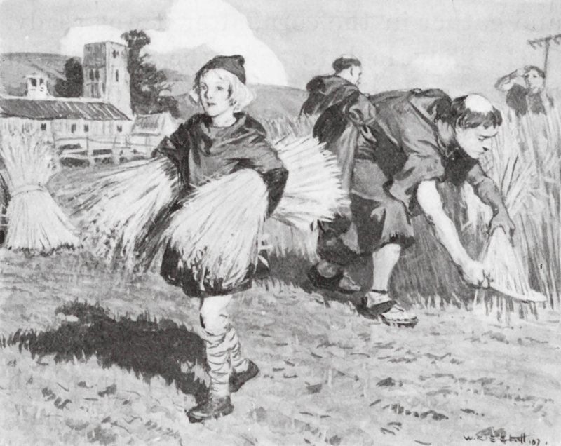 Bede i skördefältet (litografi) av W.R.S. (after) Stott