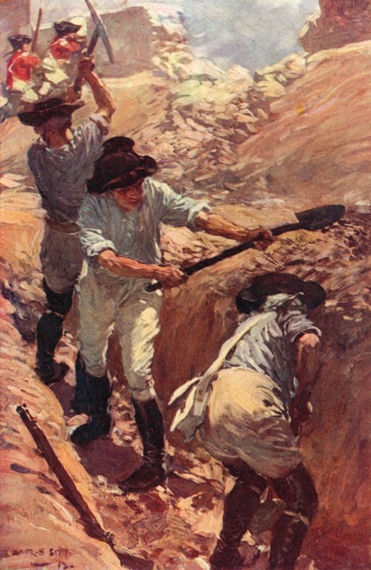 Clive in the Trenches at Arcot (färg litho) av W.R.S. (after) Stott