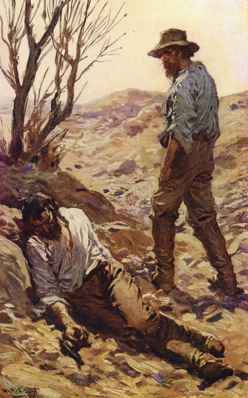 Burkes död (färg litho) av W.R.S. (after) Stott