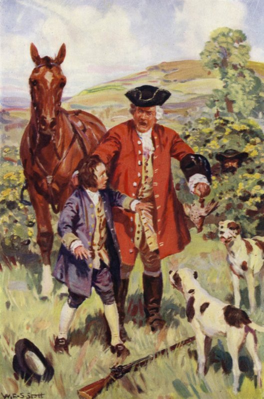 "Herren, efter att ha genomsökt pojken fördömde stor hämnd och svor att han skulle bekanta sig med Mr Allworthy" (färg litho) av W.R.S. (after) Stott