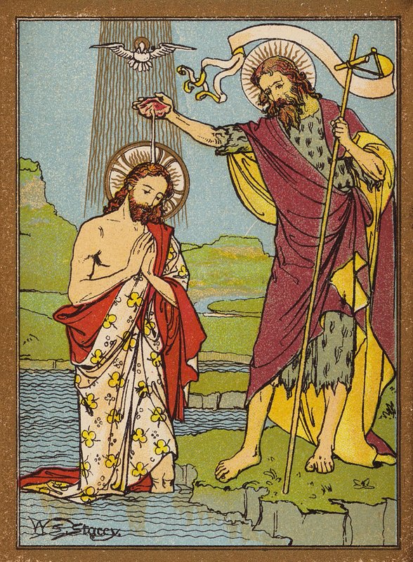 Jesu dop (färglitografi) av W.S. Stacey