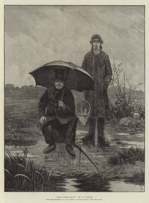 Stora förväntningar, från utställningen av Society of British Artists av Walter Dendy Sadler