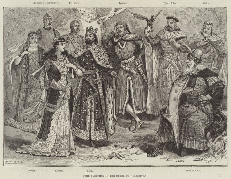 Några kostymer i Operan i Ivanhoe av Walter Paget