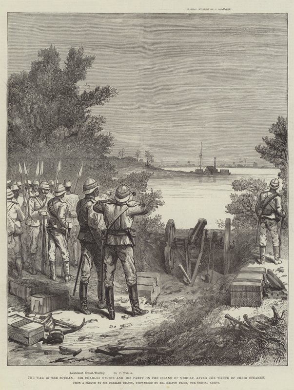 Kriget i Soudan, Sir Charles Wilson och hans sällskap på ön Meruat efter att deras ångfartyg förlist av Walter Paget