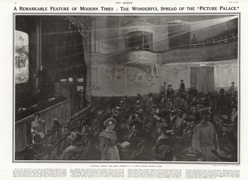 En naturhistorisk film visas på ett bildpalats i London 1913. av Walter Stanley Paget