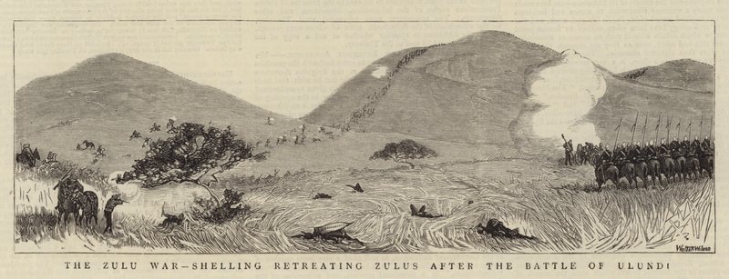 Zulukriget, beskjutning retirerande zulus efter slaget vid Ulundi av Thomas Walter Wilson