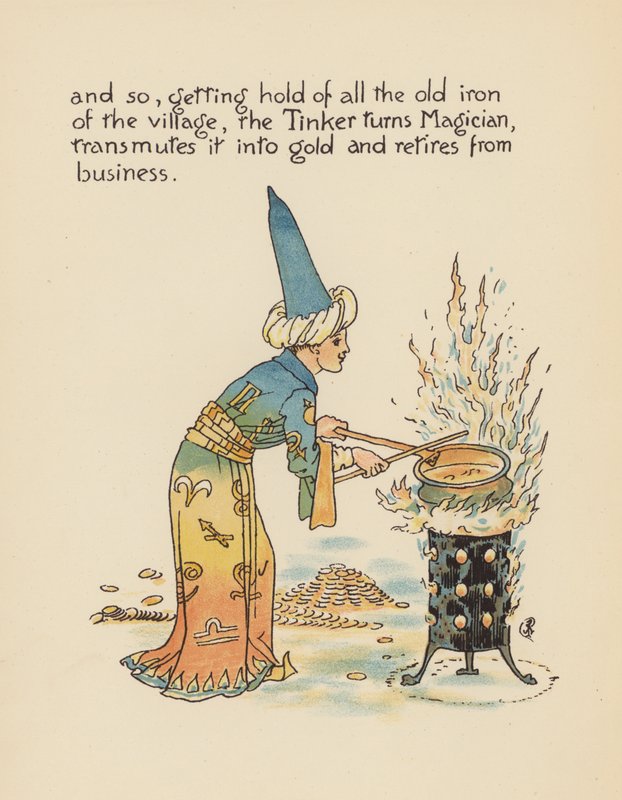 Illustration till Legends for Lionel av Walter Crane (färglitografi) av Walter (after) Crane