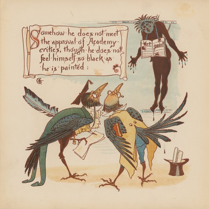 Illustration till Pothooks and Perseverance av Walter Crane (färglitografi) av Walter (after) Crane
