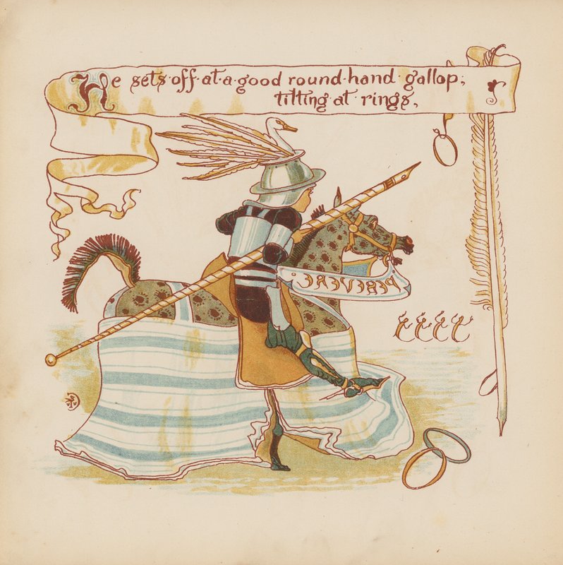 Illustration till Pothooks and Perseverance av Walter Crane (färglitografi) av Walter (after) Crane