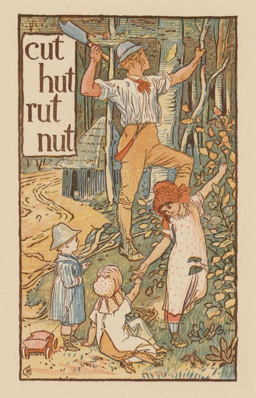 Sida från The Golden Primer (färg litho) av Walter (after) Crane