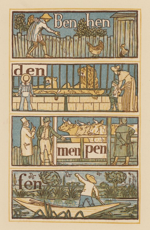 Sida från The Golden Primer (färg litho) av Walter (after) Crane