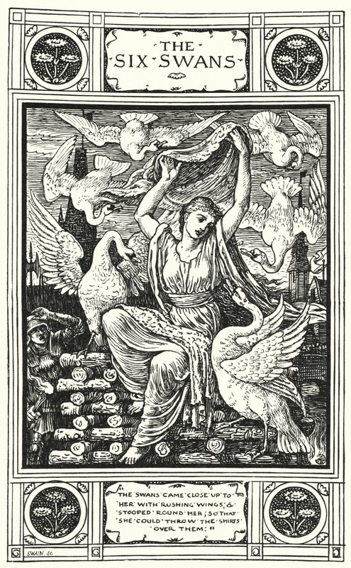 De sex svanarna (gravyr) av Walter (after) Crane