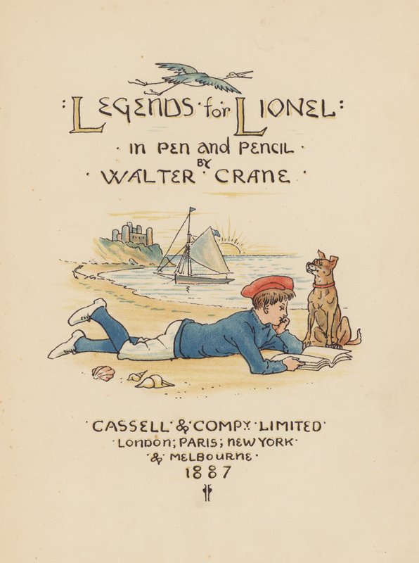 Titelsidesillustration till Legends for Lionel av Walter Crane (färglitografi) av Walter (after) Crane